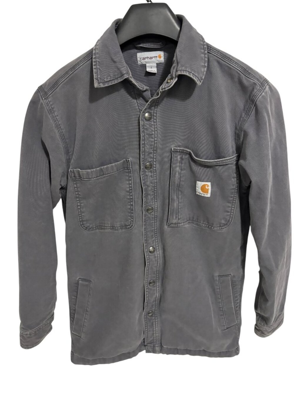 Carhartt Men's Rugged Flex Jacket Shirt Features Fleece Lining Size Small Gray